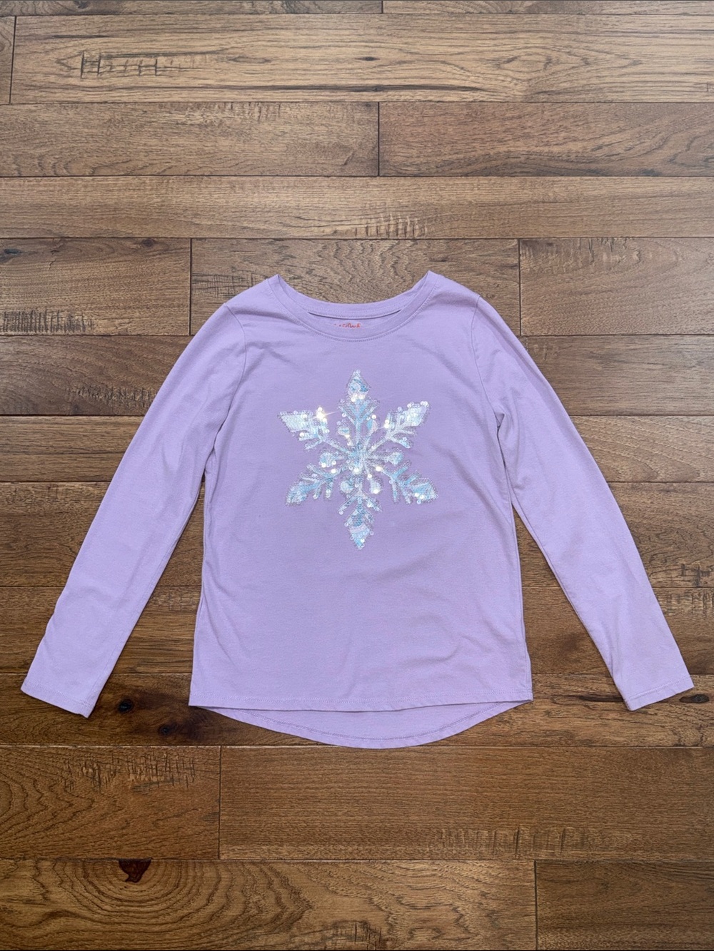 Cat & Jack Girls Purple Sparkly Snowflake Long-Sleeve Shirt - Size L (10/12)